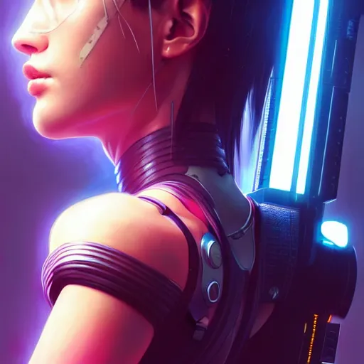 Image similar to beautiful cyberpunk 2 0 7 7 female character, futuristic, art by wlop and artgerm and greg rutkowski, ilya kuvshinov, strong strokes, photo of asuna from sao, intricate, elegant, sharp focus, illustration, highly detailed, digital painting, trending on artstation, award winning, concept art, sharp focus h 8 0 0