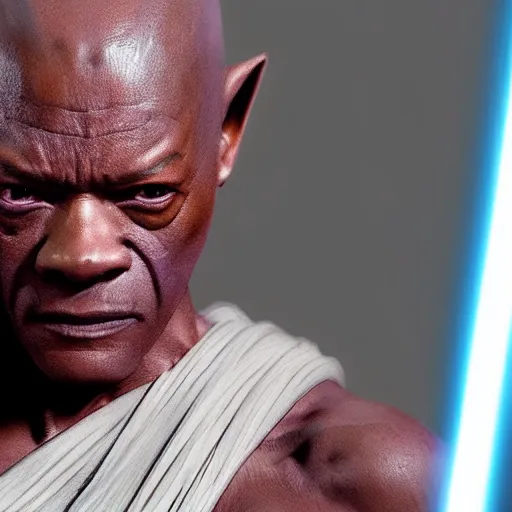 Prompt: a picture of rey and mace windu combined, detailed, 4 k, realistic, accurate