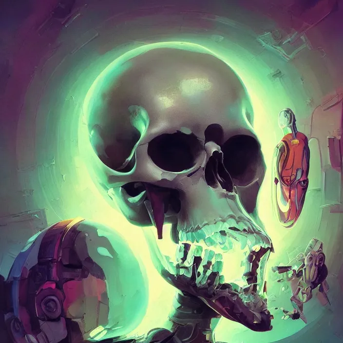 Prompt: a beautiful painting of a 8 0 s sci fi skull by sergey kolesov and vania zouravliov and pascal blanche and rhads. in style of colorful comic noir illustration, symmetry, sci fi, hyper detailed. octane render. trending on artstation