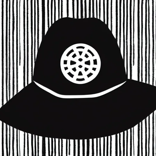 Prompt: mage hat vector art, minimalistic, black and white, clear edges