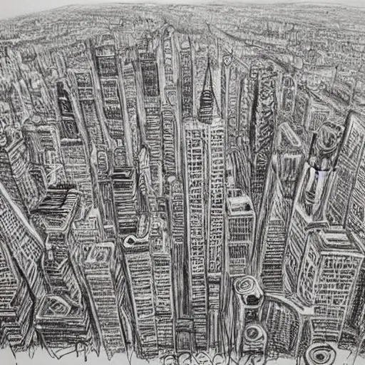 Prompt: artwork by stephen wiltshire