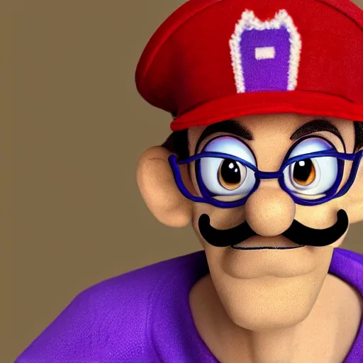 Prompt: stunning award winning hyperrealistic hdr 8 k highly detailed portrait photo of waluigi as a real human!!!!!!!!