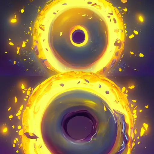 Prompt: The mighty donut, yellow aura, celestial, divine, Artstation