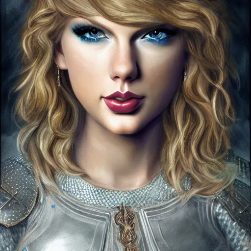 Prompt: the detailed portrait of taylor swift in a knight armor, epic fantasy art, mystical, mystic atmosphere, mythology, photo realistic, high detail, ultra realistic, hyper realistic, high definiton, 4 k uhd,