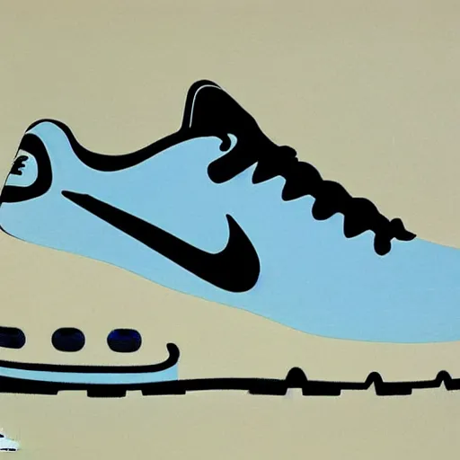 Image similar to retro futuristic Nike Air Max sneakers by syd mead