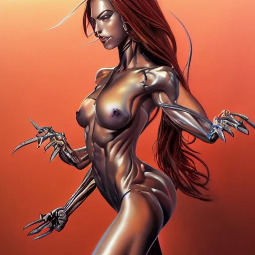 Prompt: Portrait of Witchblade, intricate upper body, whole body, highly detailed, digital painting, artstation, concept art, smooth, sharp focus, illustration, art by Hajime Sorayama