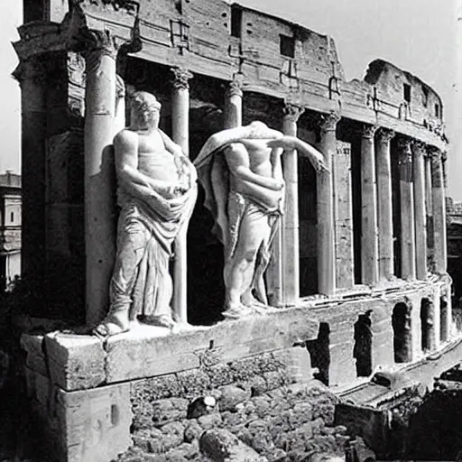 Image similar to old photo of ancient rome and aliens