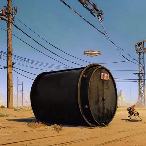 Prompt: huge black pack of c 4 on a red rusty oil - drum in gta v, stephen bliss, unreal engine, fantasy art by greg rutkowski, loish, rhads, ferdinand knab, makoto shinkai and lois van baarle, ilya kuvshinov, rossdraws, tom bagshaw, global illumination, detailed and intricate environment