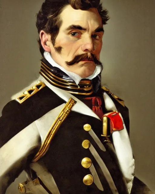 Prompt: a portrait of Emperor Franz Josef as a steampunk captain, art by by Joseph Karl Stieler and Théodore Gericault and Eugène Delacroix, highly detailed, trending on wikiart