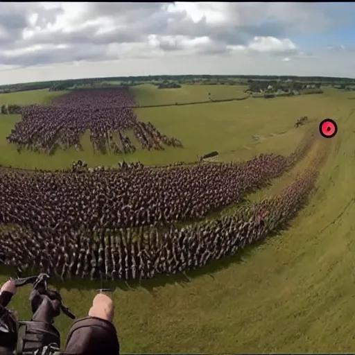 Prompt: gopro footage of the battle of waterloo, first person view, 4 k, highly detailed, video footage, gopro, pov