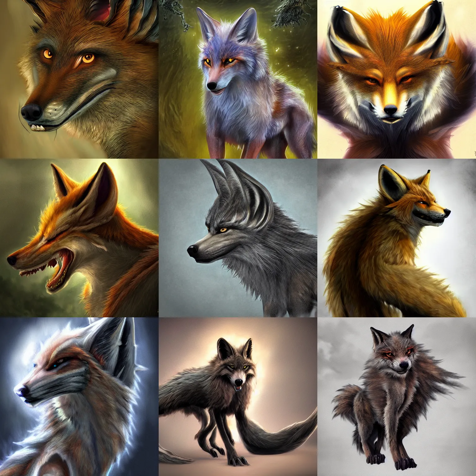 Prompt: fantasy art of a werefox, photorealistic