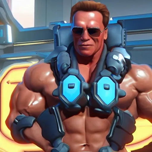 Image similar to a screenshot of arnold schwarzenegger in overwatch