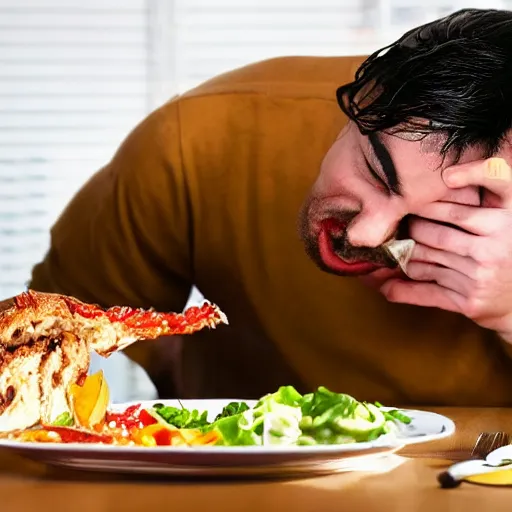 Image similar to man being eaten by his dinner