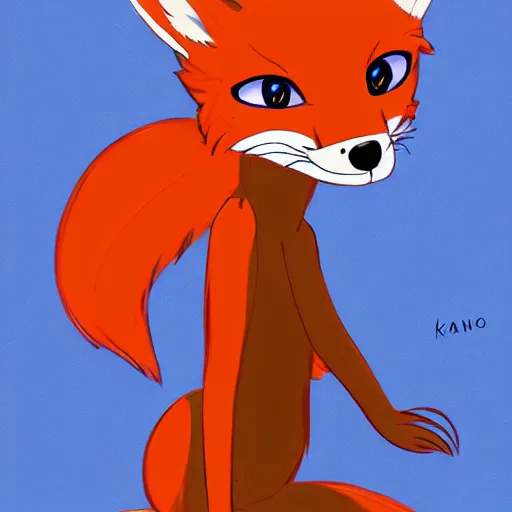 Prompt: an anthropomorphic fox, fursona!!!! trending on furaffinity, by kawacy, by don bluth