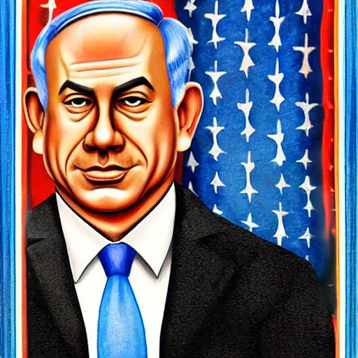 Image similar to benjamin netanyahu by todd schorr