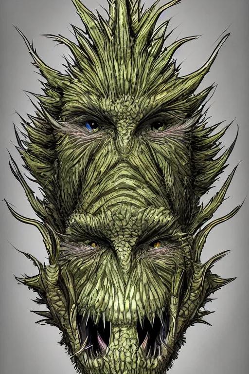 Image similar to thistle goblin monster, symmetrical, highly detailed, digital art, sharp focus, trending on art station