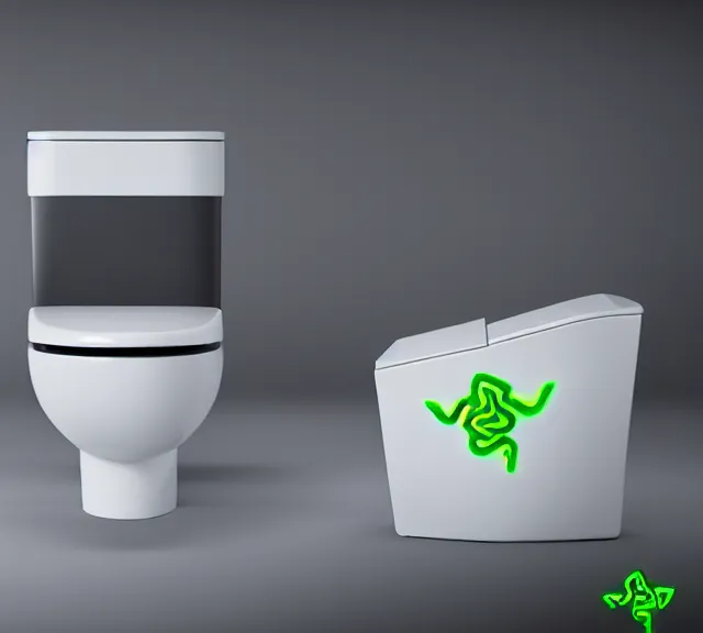 Prompt: a 4 k photorealistic photo product photo of a toilet designed by razer inc.