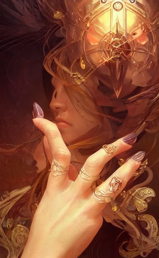 Prompt: esoteric hand gestures!!!, d & d, fantasy, intricate, elegant, highly detailed, digital painting, artstation, concept art, smooth, sharp focus, illustration, art by artgerm and greg rutkowski and alphonse mucha