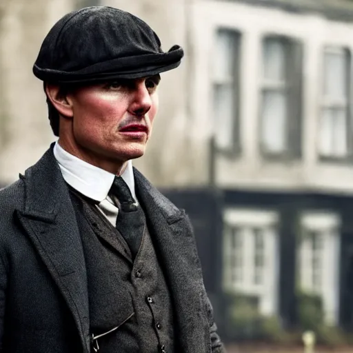 Prompt: Tom Cruise in Peaky Blinders very detail 4K quality super realistic