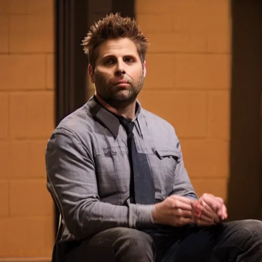 Prompt: James Roday in Hamilton, production still, Psych, stage lighting