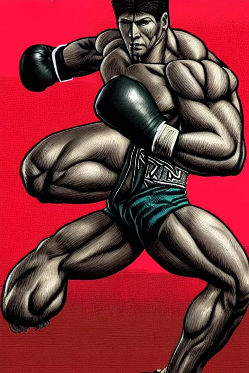 Prompt: extreme long shot. 8 bit nes graphics. antropomorphic muscular masculine wolf. kickboxer fighter, in shorts. wolf head. fine details, very sharp, art from nes game cartridge, 8 0's, vhs artefacts, vaporwave style, marc simonetti and hermann nitsch.
