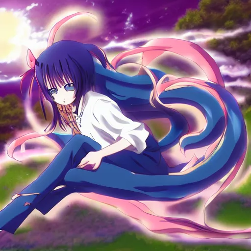 Prompt: an anime portrait of tohru sinking into the ground from a magic spell, anime style, pixiv.