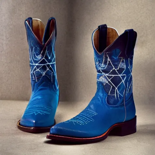 Image similar to a blue bear weating cowboy boots