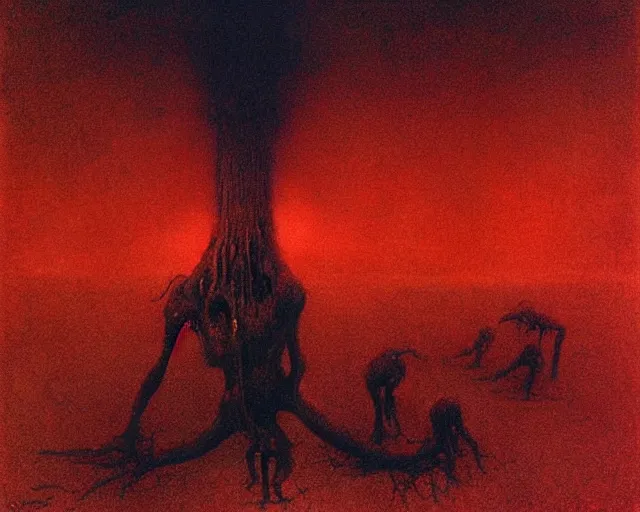 Image similar to by francis bacon, beksinski, mystical redscale photography evocative. horrid, abominable, disgusting, vile, revolting, fanged creature