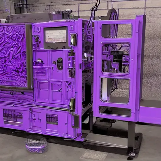 Image similar to large purple intricate machine photorealistic