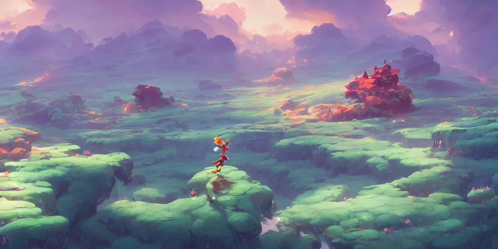 Image similar to 3 6 0 panoramic dynamics matte painting acrylic blur oil wonderland yoshi kurbi dofus, behance hd by jesper ejsing, by rhads, makoto shinkai and lois van baarle, ilya kuvshinov, rossdraws global illumination