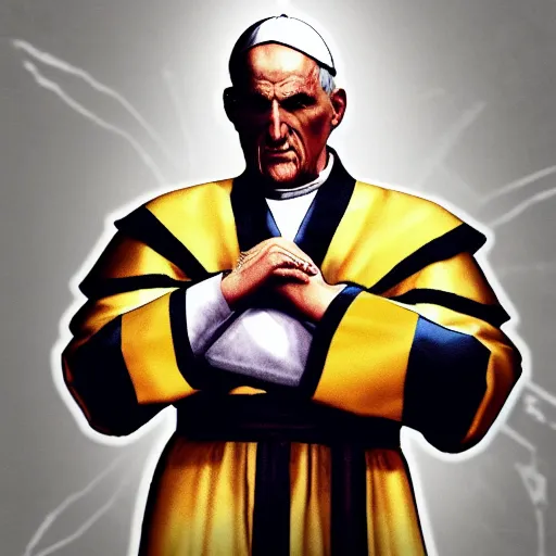 Image similar to the pope as a mortal kombat character