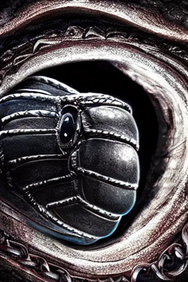 Image similar to very very intricate photorealistic photo of a chain chomp in an episode of game of thrones, photo is in focus with detailed atmospheric lighting, award - winning details