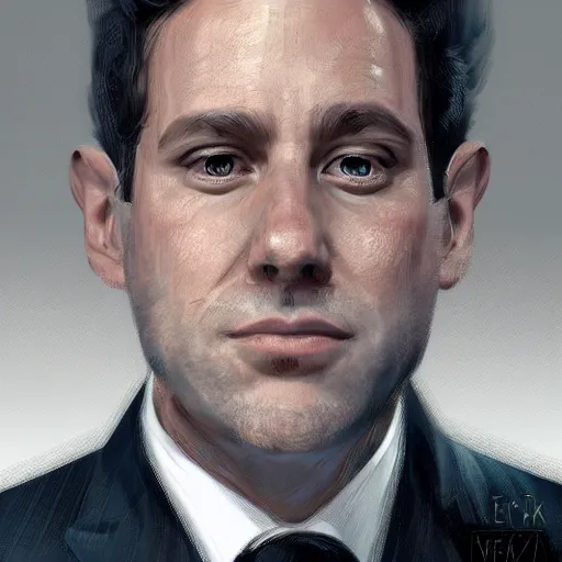 Image similar to portrait of ryan frankel founder president in the style of Benjamin Bader, sharp, highly detailed, realistic face, digital art, epic, fantasy, artstation