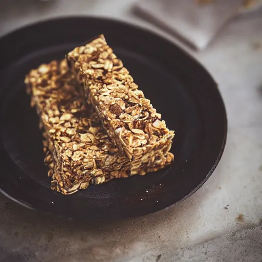 Prompt: high resolution photo of granola bar, michelin star, very tasty, food photography, instagram, trending