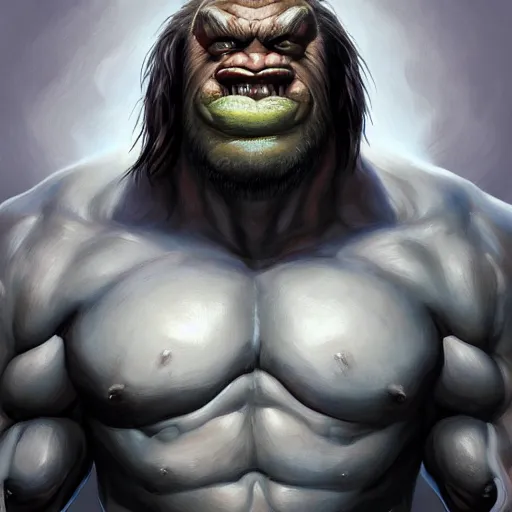 Prompt: a portrait painting of a gentleman half ogre half man, art by mark brooks and brom gerald and artgerm, deviantart, artstation