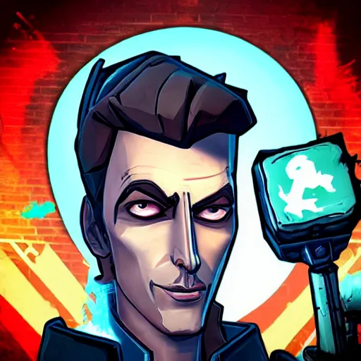 Image similar to “handsome jack, borderlands 2 art style”