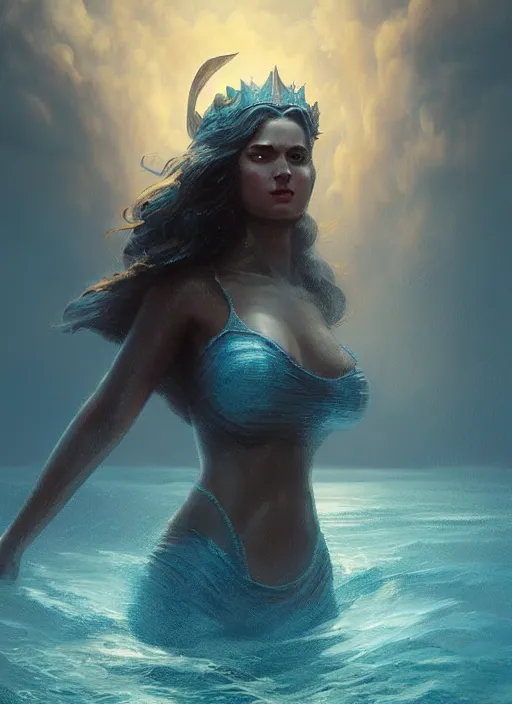 Prompt: portrait, jemanja goddess of the oceans, dramatic lighting, cinematic, establishing shot, extremly high detail, foto realistic,, post processed, artstation, matte painting, style by eddie mendoza, raphael lacoste, alex ross