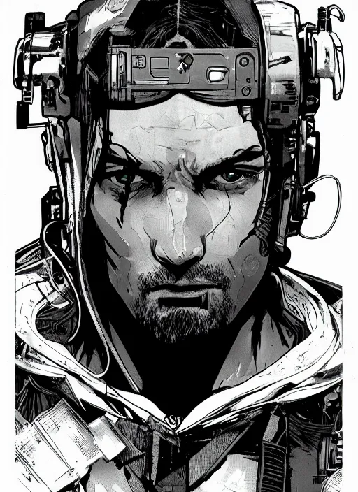 Prompt: cyberpunk factor worker. portrait by ashley wood and alphonse mucha and laurie greasley and josan gonzalez and james gurney. splinter cell, apex legends, rb 6 s, hl 2, d & d, cyberpunk 2 0 7 7. realistic face. character clothing. vivid color. dystopian setting.