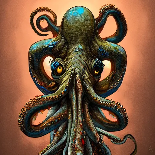 Image similar to zombified tribal octopus, trending on artstation, ultra fine detailed, hyper detailed, hd, concept art, digital painting