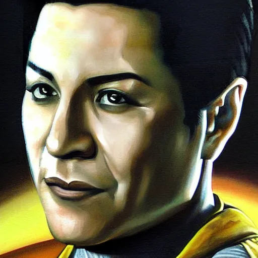 Image similar to chakotay from star trek voyager. realistic concept art painting.
