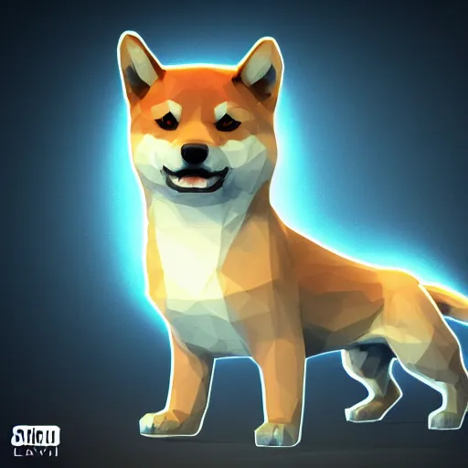 Image similar to shiba inu dog bonk meme, low poly, character design, highly detailed digital art, atmosphere, glow, lens flare, cinematic lightning, hyperrealistic, focused, extreme details, 4 k, ultra detailed, trending on artstation, masterpiece, digital art.