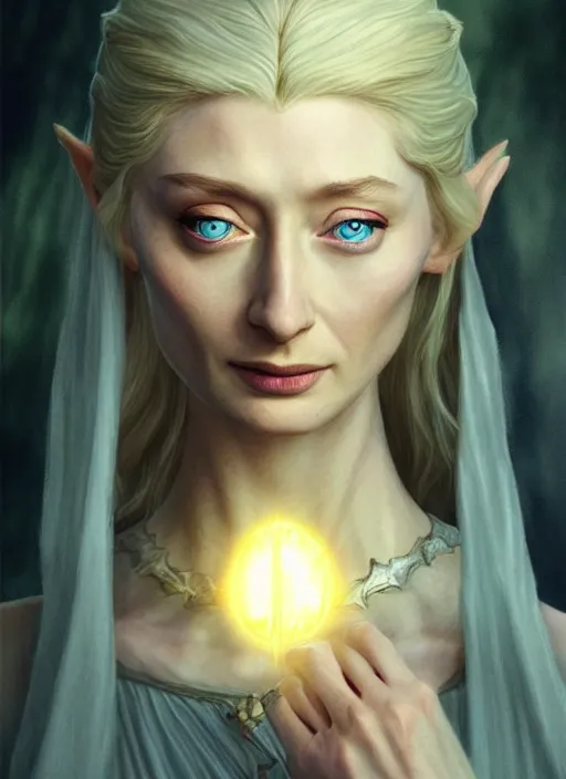 Image similar to beautiful radiant elizabeth debicki as galadriel, lord of the rings, lotr fanart, trending on artstation, character art, the hobbit, digital painting, concept art, smooth, sharp focus, illustration, art by artgerm and greg rutkowski, directed by peter jackson,