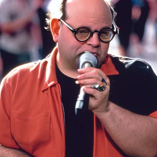 Image similar to george costanza at the vans warped tour