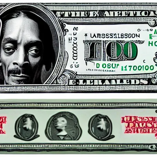 Prompt: a thousand dollar us bill featuring snoop dogg