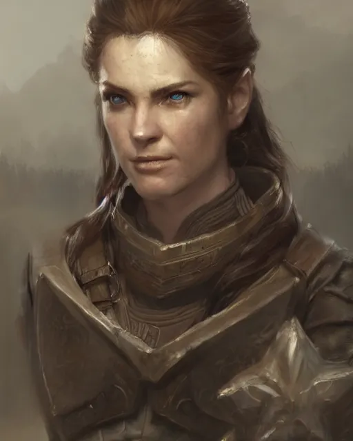 Image similar to the elder scrolls vi, charismatic rugged female nord warrior portrait, illustration, rim light, top light, perfectly shaded, soft painting, art by ross tran, krenz cushart and wenjun lin