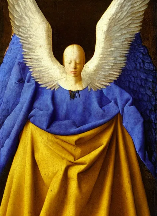 Prompt: angel wings, Medieval painting by Jan van Eyck, Johannes Vermeer
