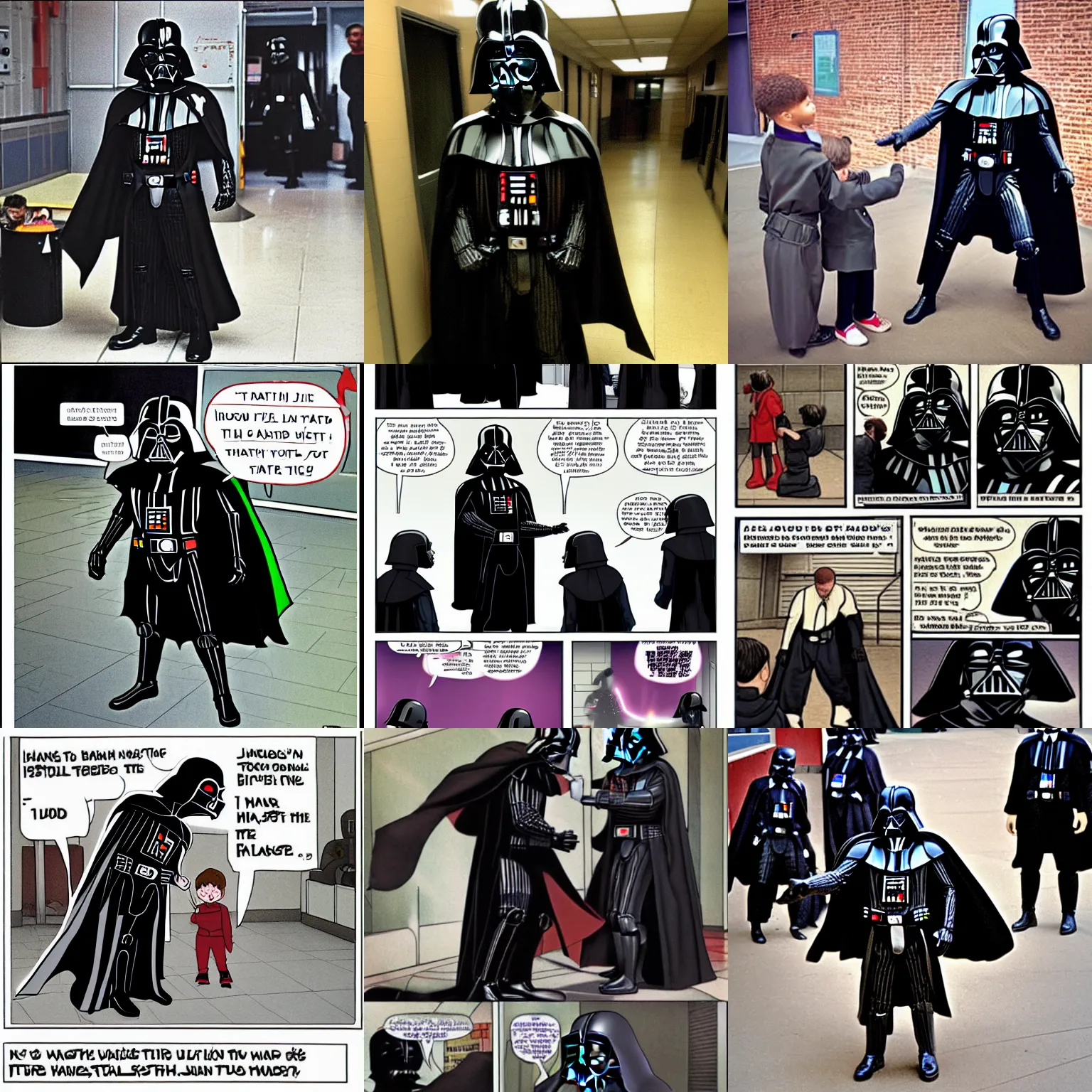 Prompt: Darth Vader getting bullied at school