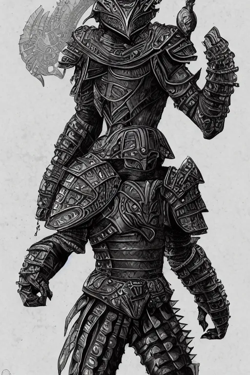 Image similar to armoured warrior human figure monster, symmetrical, highly detailed, digital art, crow themed armour, sharp focus, trending on art station, kentaro miura manga art style