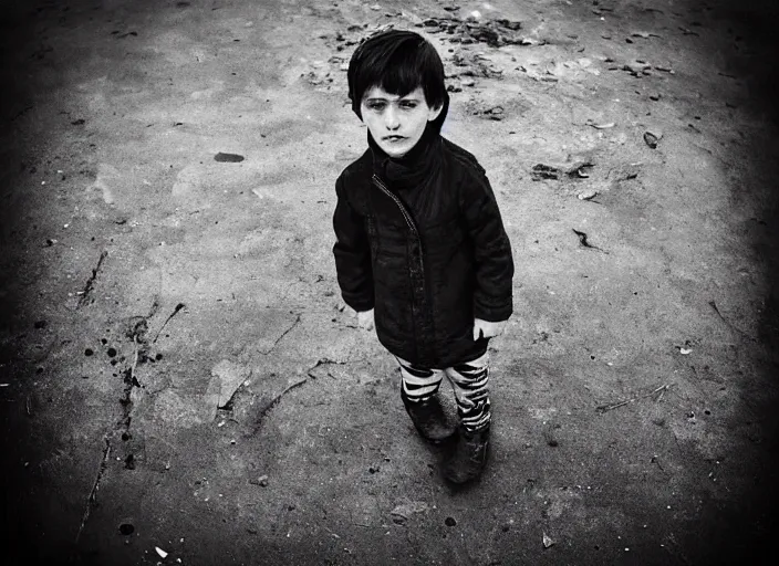 Prompt: professional fine detailed photo portrait of young vladimir zelenskiy from makhachkala, dagestan. kid vladimir zelenskiy in the postsoviet suburbia, iphone photo, instagram, black and white