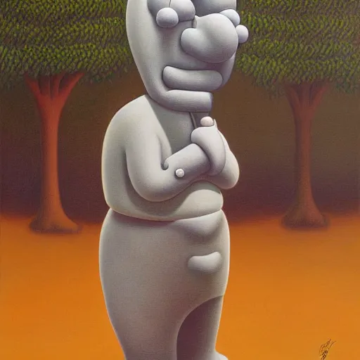 Prompt: statue of squidward by Fernando Botero